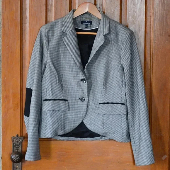 Vtg Houndstooth Blazer with Elbow Patches - Picture 1 of 7